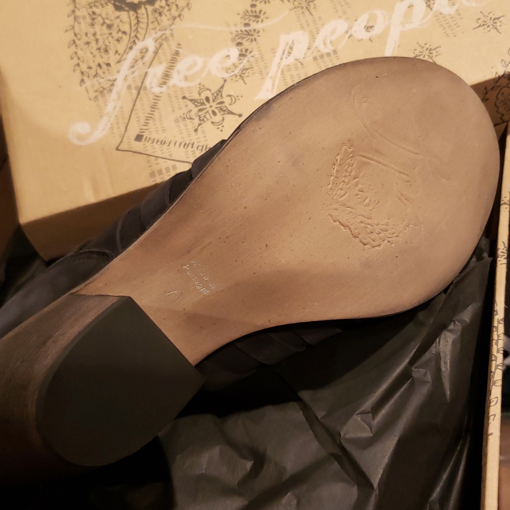 Free People New Boots HYBRID Strappy Suede Leather Booties NIB BLACK Women's 10 - Picture 10 of 14